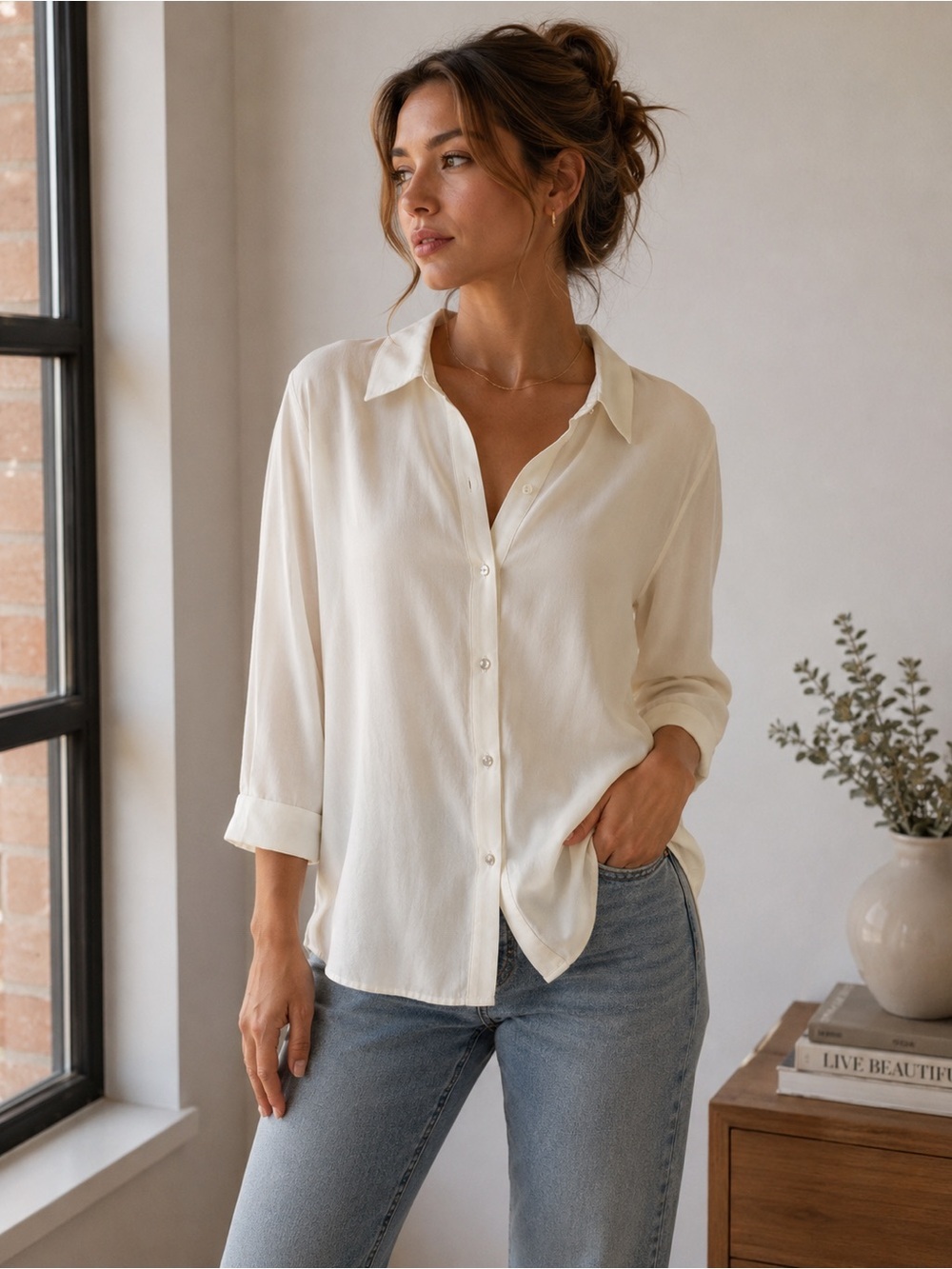 Jones New York Cream Blouse